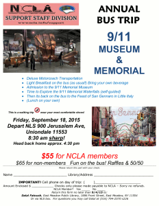 Support Staff Division Bus Trip, 9-11 Memorial